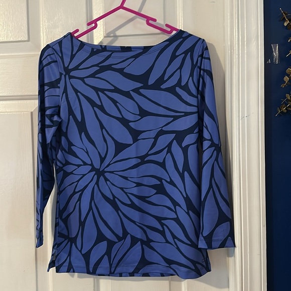 New Vineyard Vines Blue & Black Polyester & Spandex Long Sleeve Pullover Top XXS - Picture 2 of 11